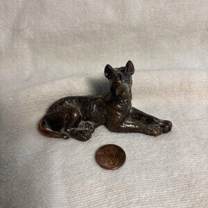 Brass German Shepherd Dog Figurine Paperweight Vintage 3 1/2 Inches